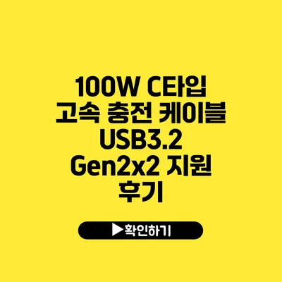 100W C타입 고속 충전 케이블 USB3.2 Gen2x2 지원 후기