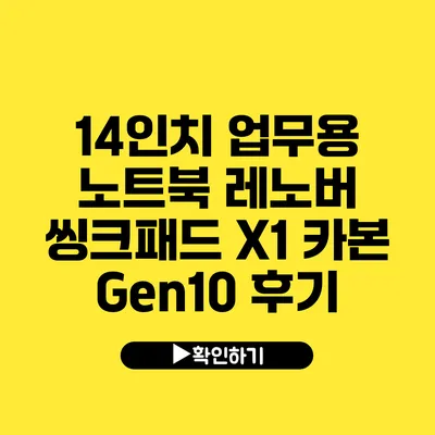 14인치 업무용 노트북 레노버 씽크패드 X1 카본 Gen10 후기