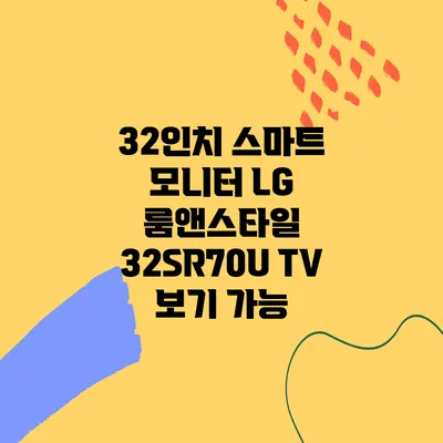 32인치 스마트 모니터 LG 룸앤스타일 32SR70U TV 보기 가능