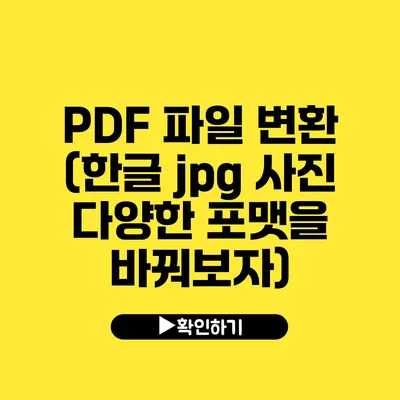 PDF 파일 변환 (한글 jpg 사진 다양한 포맷을 바꿔보자)