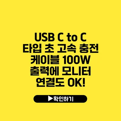 USB C to C 타입 초 고속 충전 케이블 100W 출력에 모니터 연결도 OK!