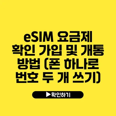 eSIM 요금제 확인 가입 및 개통 방법 (폰 하나로 번호 두 개 쓰기)