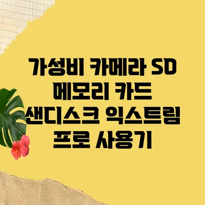 가성비 카메라 SD 메모리 카드 샌디스크 익스트림 프로 사용기