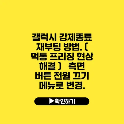 갤럭시 강제종료 재부팅 방법. ( 먹통 프리징 현상 해결 ) 측면 버튼 전원 끄기 메뉴로 변경.