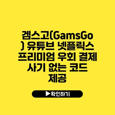 겜스고(GamsGo) 유튜브 넷플릭스 프리미엄 우회 결제 사기 없는 코드 제공