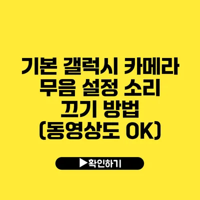 기본 갤럭시 카메라 무음 설정 소리 끄기 방법 (동영상도 OK)