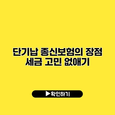 단기납 종신보험의 장점 세금 고민 없애기