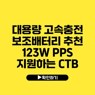 대용량 고속충전 보조배터리 추천 123W PPS 지원하는 CTB