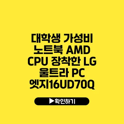 대학생 가성비 노트북 AMD CPU 장착한 LG 울트라 PC 엣지16UD70Q