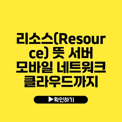 리소스(Resource) 뜻 서버 모바일 네트워크 클라우드까지