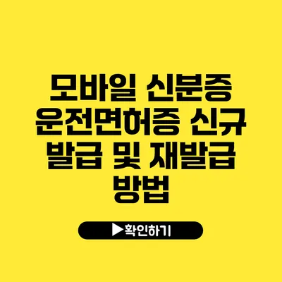 모바일 신분증 운전면허증 신규 발급 및 재발급 방법