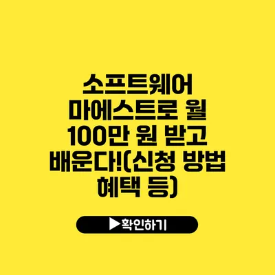 소프트웨어 마에스트로 월 100만 원 받고 배운다!(신청 방법 혜택 등)