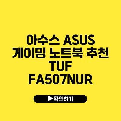 아수스 ASUS 게이밍 노트북 추천 TUF FA507NUR