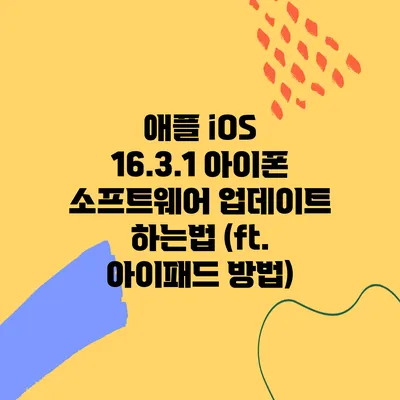 애플 iOS 16.3.1 아이폰 소프트웨어 업데이트 하는법 (ft. 아이패드 방법)