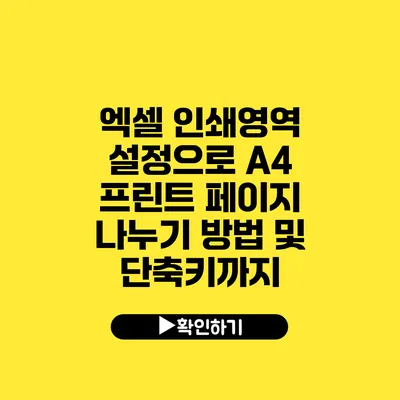 엑셀 인쇄영역 설정으로 A4 프린트 페이지 나누기 방법 및 단축키까지