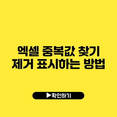 엑셀 중복값 찾기 제거 표시하는 방법