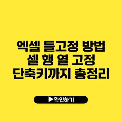 엑셀 틀고정 방법 셀 행 열 고정 단축키까지 총정리