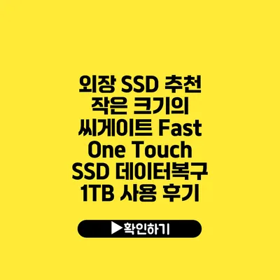 외장 SSD 추천 작은 크기의 씨게이트 Fast One Touch SSD 데이터복구 1TB 사용 후기