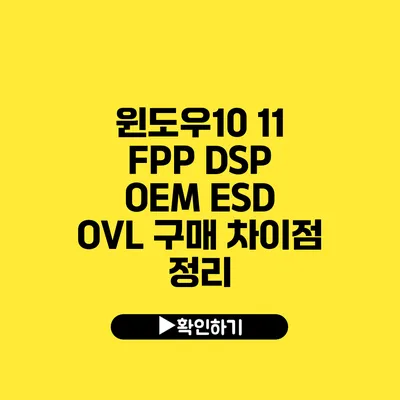 윈도우10 11 FPP DSP OEM ESD OVL 구매 차이점 정리