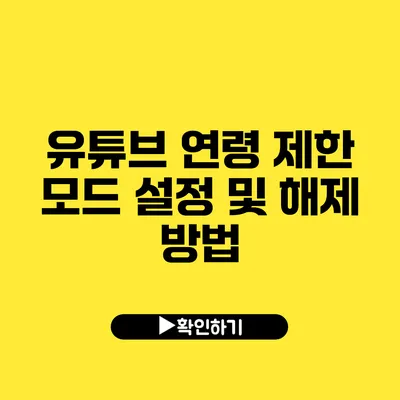 유튜브 연령 제한 모드 설정 및 해제 방법