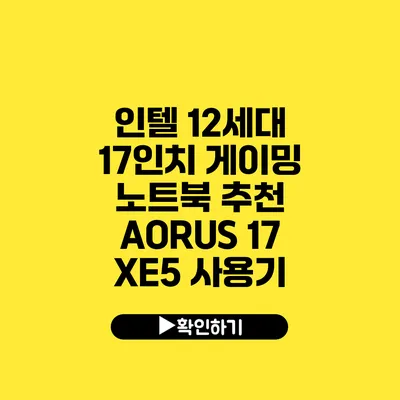 인텔 12세대 17인치 게이밍 노트북 추천 AORUS 17 XE5 사용기