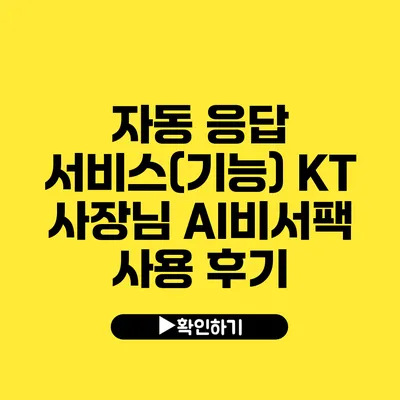 자동 응답 서비스(기능) KT 사장님 AI비서팩 사용 후기