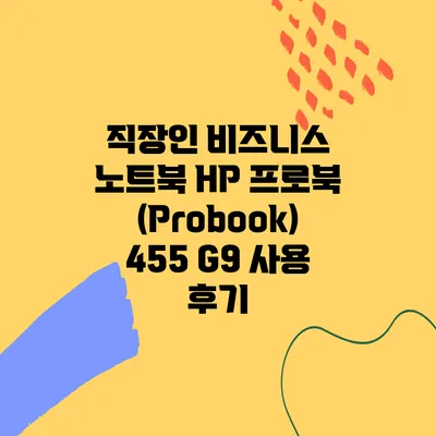 직장인 비즈니스 노트북 HP 프로북(Probook) 455 G9 사용 후기