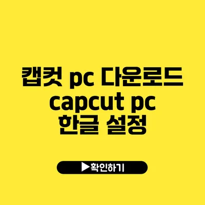 캡컷 pc 다운로드 capcut pc 한글 설정