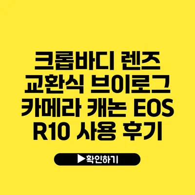 크롭바디 렌즈 교환식 브이로그 카메라 캐논 EOS R10 사용 후기