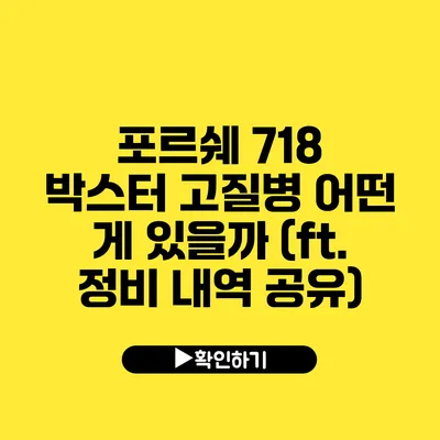 포르쉐 718 박스터 고질병 어떤 게 있을까? (ft. 정비 내역 공유)