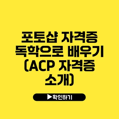 포토샵 자격증 독학으로 배우기 (ACP 자격증 소개)