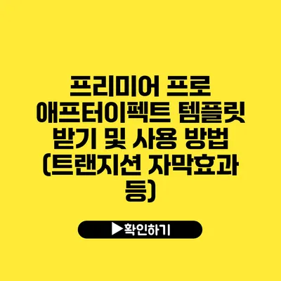 프리미어 프로 애프터이펙트 템플릿 받기 및 사용 방법 (트랜지션 자막효과 등)