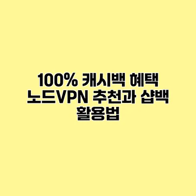 100% 캐시백 혜택 노드VPN 추천과 샵백 활용법