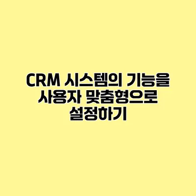 CRM 시스템의 기능을 사용자 맞춤형으로 설정하기