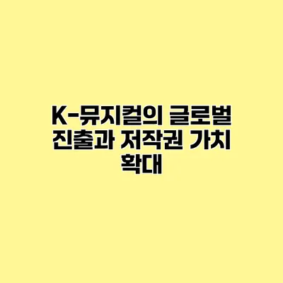 K-뮤지컬의 글로벌 진출과 저작권 가치 확대