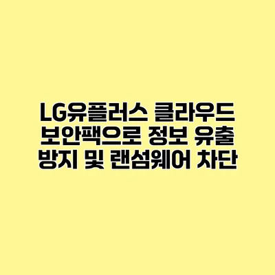 LG유플러스 클라우드 보안팩으로 정보 유출 방지 및 랜섬웨어 차단