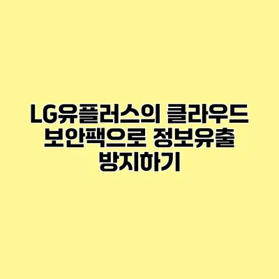 LG유플러스의 클라우드 보안팩으로 정보유출 방지하기