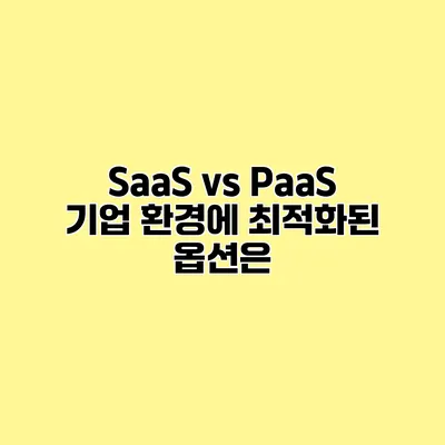 SaaS vs PaaS 기업 환경에 최적화된 옵션은?