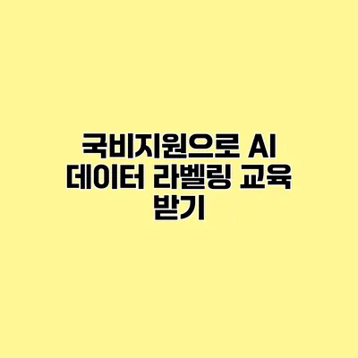 국비지원으로 AI 데이터 라벨링 교육 받기