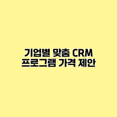 기업별 맞춤 CRM 프로그램 가격 제안