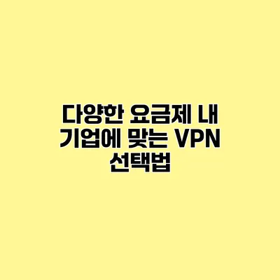 다양한 요금제 내 기업에 맞는 VPN 선택법