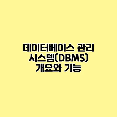 데이터베이스 관리 시스템(DBMS) 개요와 기능