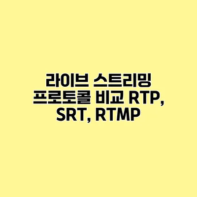 라이브 스트리밍 프로토콜 비교 RTP, SRT, RTMP