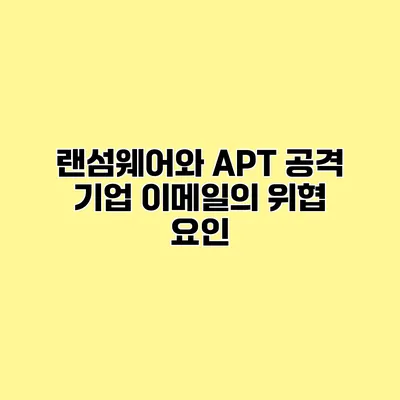 랜섬웨어와 APT 공격 기업 이메일의 위협 요인