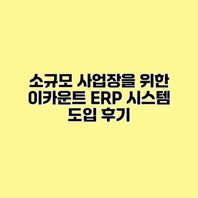 소규모 사업장을 위한 이카운트 ERP 시스템 도입 후기