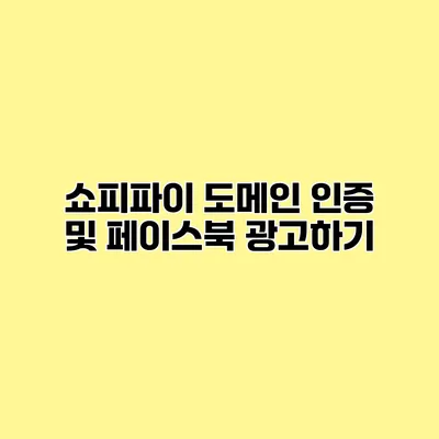 쇼피파이 도메인 인증 및 페이스북 광고하기