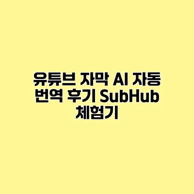 유튜브 자막 AI 자동 번역 후기 SubHub 체험기