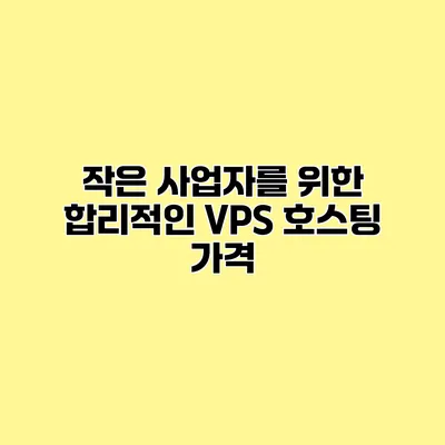 작은 사업자를 위한 합리적인 VPS 호스팅 가격