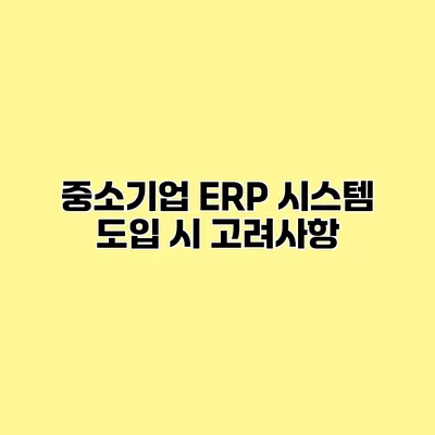 중소기업 ERP 시스템 도입 시 고려사항