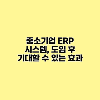 중소기업 ERP 시스템, 도입 후 기대할 수 있는 효과